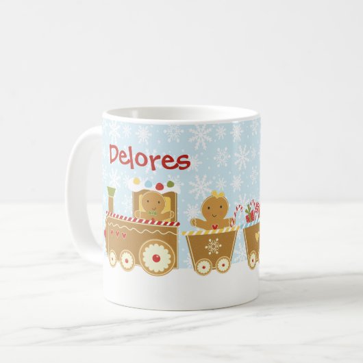 パーソナライズなジンジャーブレッドの列車のクリスマスのマグ コーヒーマグカップ (正面左)