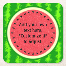 パーソナライズなスイカの切れの夏のフルーツ スクエアペーパーコースター