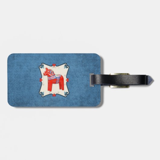 パーソナライズなスウェーデン人のDalaの馬の民芸 ラゲッジタグ (裏面横)