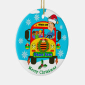 パーソナライズなスクールバスの運転者のクリスマスオーナメント セラミックオーナメント (右)