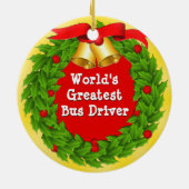 パーソナライズなスクールバスの運転者のクリスマスオーナメント セラミックオーナメント (裏面)