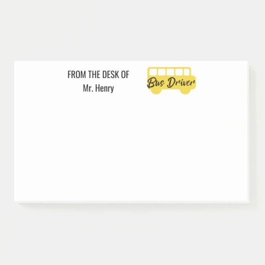 パーソナライズなスクールバスの運転者の机から ポストイット (正面)