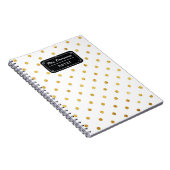 パーソナライズなスタイリッシュでシックな黒及び金ゴールドの水玉模様 ノートブック (右側)