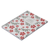 パーソナライズなスタイリッシュで赤い灰色の花および葉 ノートブック (左側)