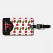 パーソナライズなスタイリッシュで黒くおよび赤いさくらんぼ ラゲッジタグ (正面横)