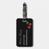 パーソナライズなスタイリッシュで黒くおよび赤いさくらんぼ ラゲッジタグ (裏面縦)