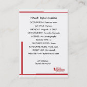 パーソナライズなスタイルのトレーディングカード#1 名刺 (裏面)