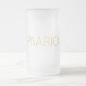 パーソナライズなステンシルフォントのマリオの金ゴールドの黒 フロストグラスビールジョッキ (中央)
