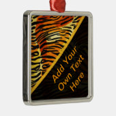 パーソナライズなストライプのなトラの毛皮のプリントパターン メタルオーナメント (右)