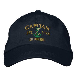 パーソナライズなスペイン人El Capitanの緑金ゴールド 刺繍入りキャップ