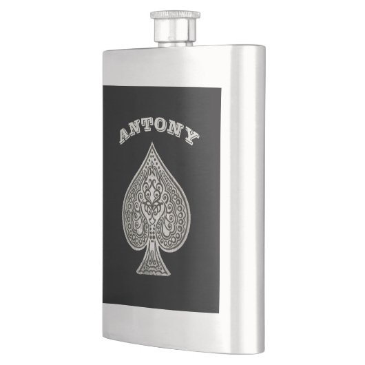 パーソナライズなスペードのレトロの芸術的なトランプのポーカーのエース フラスク (左)