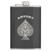 パーソナライズなスペードのレトロの芸術的なトランプのポーカーのエース フラスク (正面)