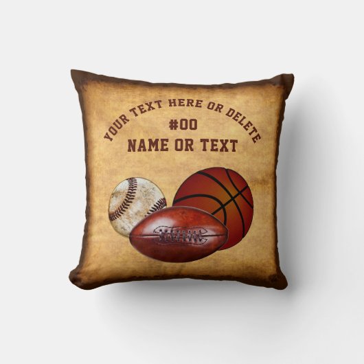 パーソナライズなスポーツがテーマの枕、クールなヴィンテージ クッション (正面)