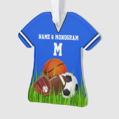 パーソナライズなスポーツのオーナメントあなたの名前、モノグラム オーナメント (正面)