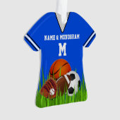 パーソナライズなスポーツのオーナメントあなたの名前、モノグラム オーナメント (正面)