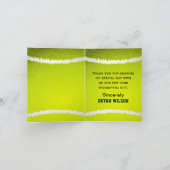 パーソナライズなスポーツのパーティーのテニスのテーマは感謝していしています サンキューカード (内部)