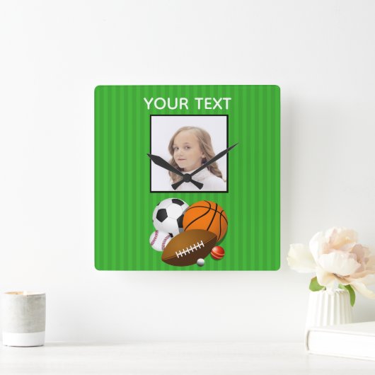 パーソナライズなスポーツの写真のアクリルの柱時計 スクエア壁時計 (ホーム)