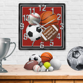 パーソナライズなスポーツの柱時計あなたの文字、色 スクエア壁時計