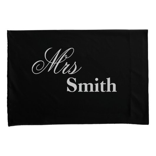 パーソナライズなスミス(あなたの名前)氏夫人の白黒 枕カバー (正面右)