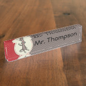 パーソナライズなソックス猿の名札 デスクネームプレート (側面)