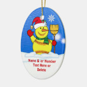 パーソナライズなソフトボールのクリスマスツリーのオーナメント セラミックオーナメント (左)