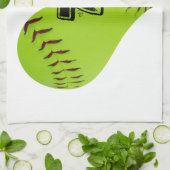 パーソナライズなソフトボールのハート キッチンタオル (折り畳み)