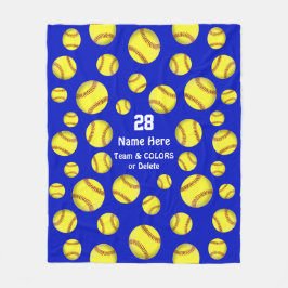 パーソナライズなソフトボールのブランケット、文字、色 フリースブランケット