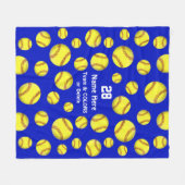 パーソナライズなソフトボールのブランケット、文字、色 フリースブランケット (正面(横))