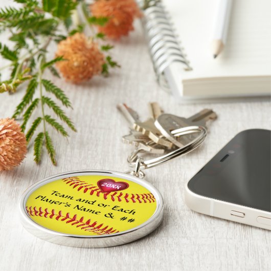 パーソナライズなソフトボールの女の子のための年長のギフトのアイディア キーホルダー (側面)