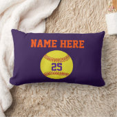 パーソナライズなソフトボールの枕、あなたの文字、色 ランバークッション (ブランケット)