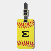 パーソナライズなソフトボールの荷物のラベル、7つのテキスト・ボックス ラゲッジタグ (正面縦)