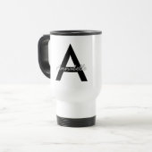 パーソナライズなタイポグラフィのモノグラム トラベルマグ (正面左)