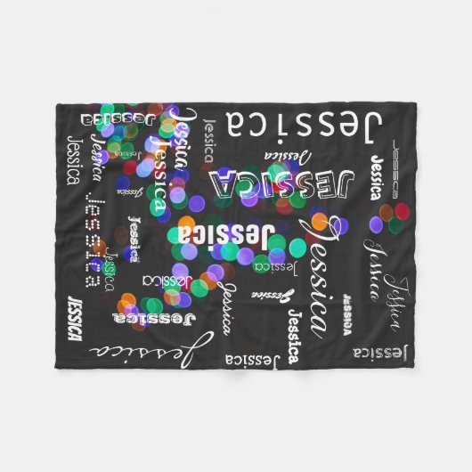 パーソナライズなタイポグラフィの地下鉄の芸術のクリスマスの《写真》ぼけ味 フリースブランケット (正面(横))