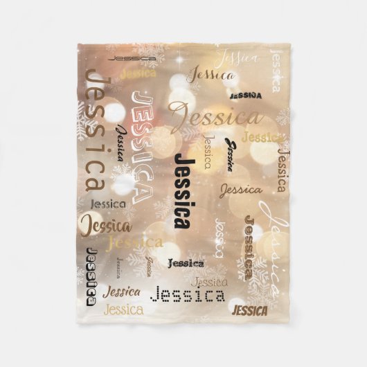 パーソナライズなタイポグラフィの地下鉄の芸術の《写真》ぼけ味の雪片 フリースブランケット (正面)