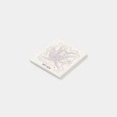 パーソナライズなタコの図解入りの、写真付きのな紫色およびクリーム色 ポストイット (アングル)