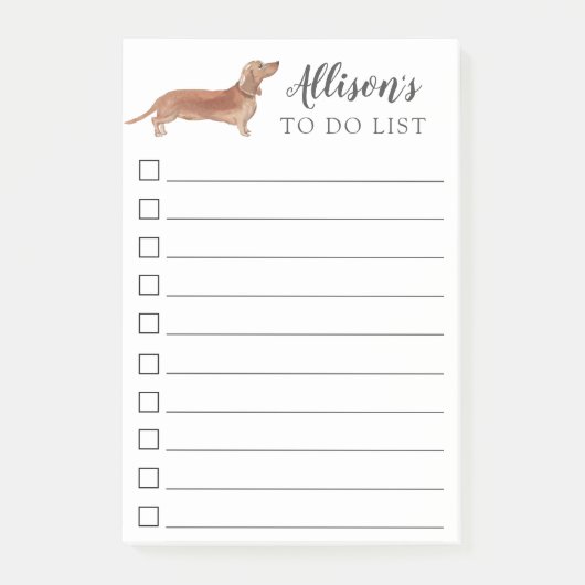 パーソナライズなタンのダックスフント犬リストをするため ポストイット (正面)