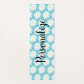 パーソナライズなターコイズのデイジーの花模様のカスタム ヨガマット (正面)