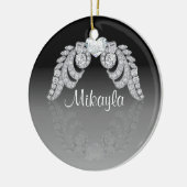 パーソナライズなダイヤモンドの天使の翼 セラミックオーナメント (左)