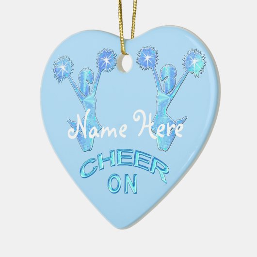 パーソナライズなチアリーダーのオーナメントの名前"応援の" セラミックオーナメント (左)