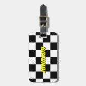 パーソナライズなチェック模様の旗旅行荷物のラベル ラゲッジタグ (正面縦)