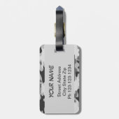 パーソナライズなチャコールグレーの迷彩柄のカムフラージュの名前 ラゲッジタグ (裏面縦)