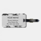 パーソナライズなチャコールグレーの迷彩柄のカムフラージュの名前 ラゲッジタグ (裏面横)