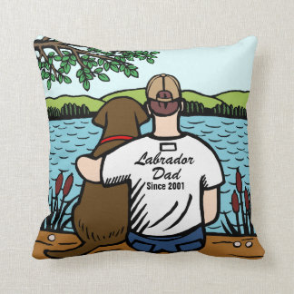パーソナライズなチョコレートラブラドールおよびパパ2 クッション