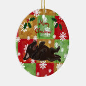 パーソナライズなチョコレートラブラドールのクリスマス セラミックオーナメント (右)