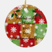 パーソナライズなチョコレートラブラドールのクリスマス セラミックオーナメント (裏面)