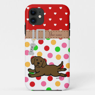 パーソナライズなチョコレートラブラドールの子犬の漫画 iPhone 11 ケース