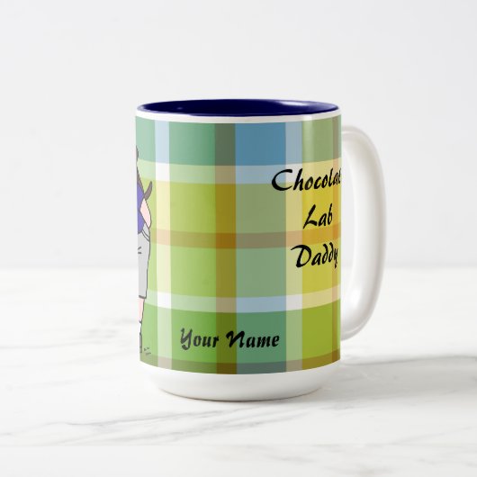 パーソナライズなチョコレート実験室のお父さんの格子縞 ツートーンマグカップ (正面右)