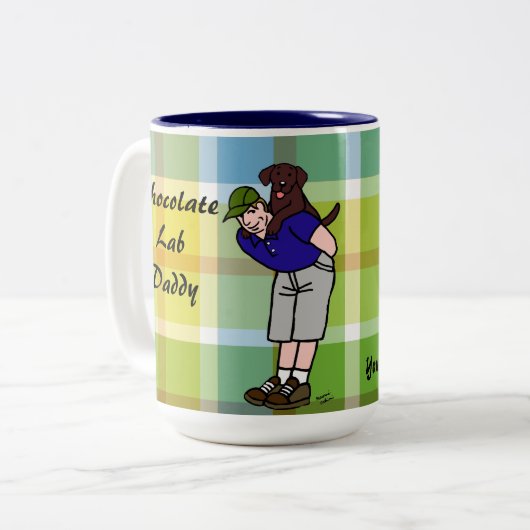 パーソナライズなチョコレート実験室のお父さんの格子縞 ツートーンマグカップ (正面左)