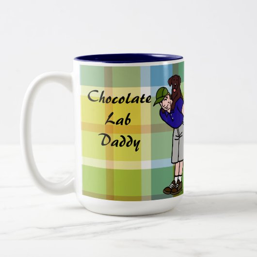 パーソナライズなチョコレート実験室のお父さんの格子縞 ツートーンマグカップ (左)