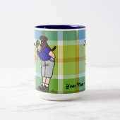 パーソナライズなチョコレート実験室のお父さんの格子縞 ツートーンマグカップ (中央)